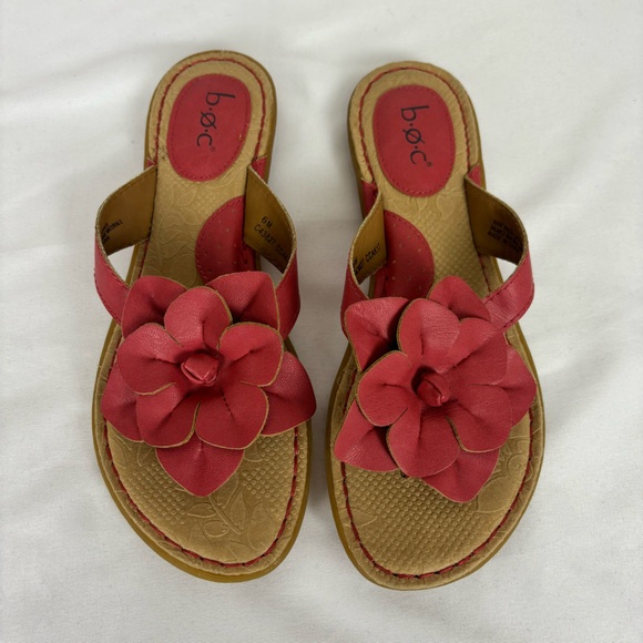 B.O.C. Shoes - Born of Concept Sandals Low Heel Thong Flip Flop Slides Flower Pink Size 6